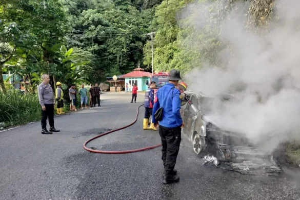 Minibus Ludes Terbakar di Koto Alam Pangkalan
