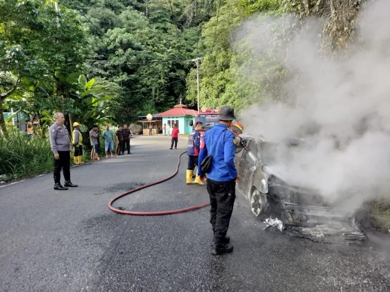 Minibus Ludes Terbakar di Koto Alam Pangkalan
